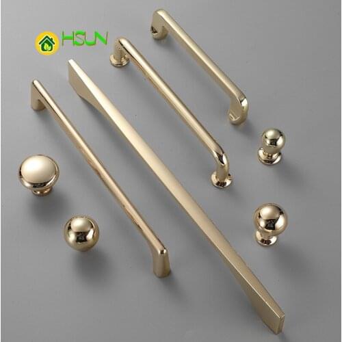 Furniture Cabinet Handle Gold Shiny Luxury Drawer Cupboard Wardrobe Dresser Closet Pull Door Round Ball Knob Wholesale
