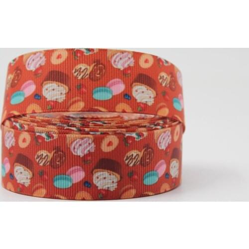 Dessert Theme Printed Grosgrain Ribbon 16mm-75mm 10/25/50 Size Wedding Decoration Ribbon Diy Craft Ribbon