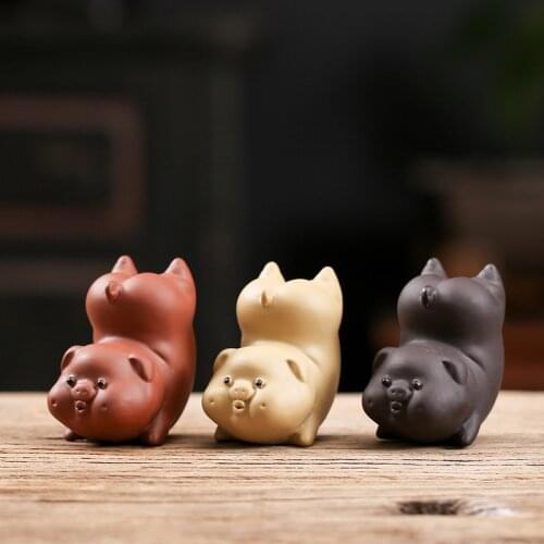 Creative Purple Sand Tea Pet Pig Tea Table Decoration Creative Lucky Kung Fu Tea Play Tea Ceremony Accessories Teaware Crafts