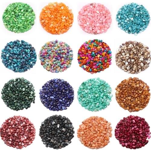 Irregular Stone Chips Beads Bulk - Hole Drilled Blue Shell Chips, Crystal Tumbled Chips Stone Healing Crushed Rock Beads for DIY