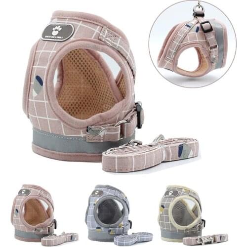 Soft Mesh Padded Dog Harness with Leash Reflective Vest for Small Medium Dog Cat B99