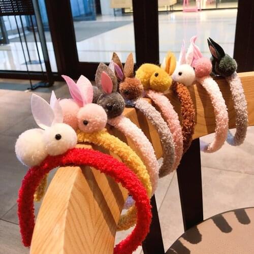 Cute Colorful Plush Cartoon Rabbit Hairbands For Women Girls Sweet Hair Ornament Headband Hair Holder Fashion Hair Accessories