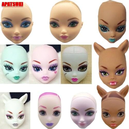 Mix Style Soft Plastic Practice Makeup Doll Head For Monster High Doll Heads For 1/6 BJD Monster Doll Head Without Hair Kids Toy