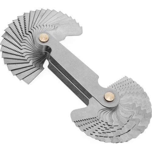 55-60 Degree Stainless Steel Screw Gauge Set 52pcs SAE Grip Metric Whitworth Screw Thread Pitch for Measuring Gauging Tools