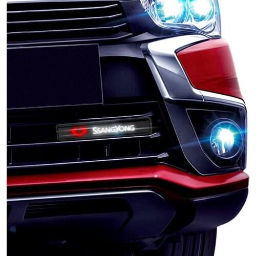 Car GoodsCar Sticker Front Hood Grille Emblem LED Light Auto Lamp For SsangYong Rexton Korando Kyron 06 08 Actyon Turismo Rodius