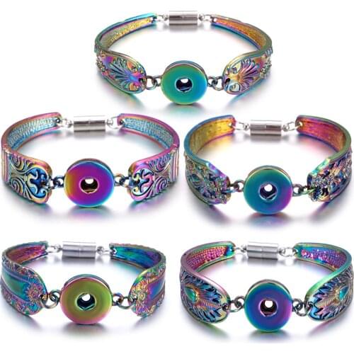 2019 New Metal Snap Button Bracelet Bohemian Magnet Snap Bracelet Watches Women 18mm Snap Buttons Interchangeable Charm Jewelry