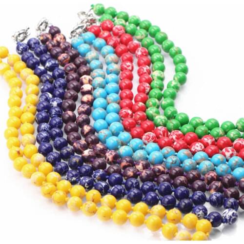 New Fashion Statement Women Necklace Natural Imperial Stone Beads Necklaces Sediment Sea Round Emperor Strand Chain Jewelry A729
