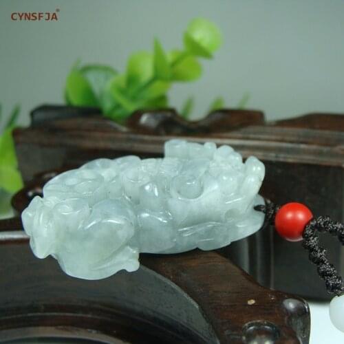 CYNSFJA Real Certified Natural Grade A Burmese Jadeite Amulets Charms Pixiu Jade Pendant Green High Quality Carved Best Gifts