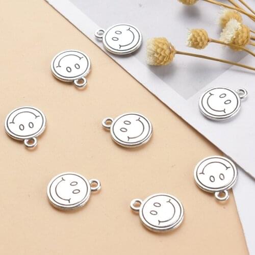 10Pcs Trendy Metal Cute Smile Face Charms For DIY Making Earrings Necklace Handmade Carft Jewelry Accessories