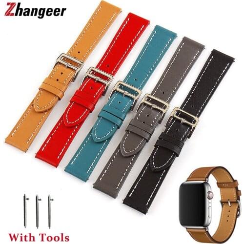 Quick Release Cowhide Watchbands 18 20 22 24mm For Samsung Gear S3 S2 Women Men Genuine Leather Watch Band Straps with Tools