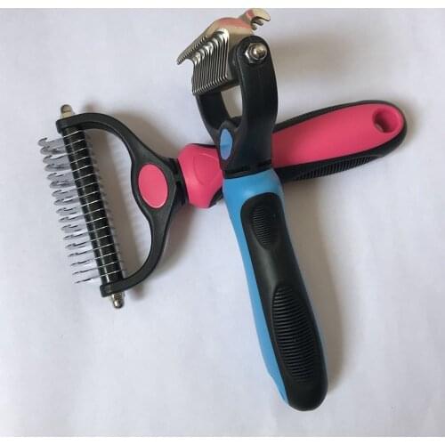 Pet Fur Knot Cutter Dog Grooming Shedding Tools Double Side Cat Hair Removal Comb Brush Long Curly Hair Cleaner Comb Pet Product