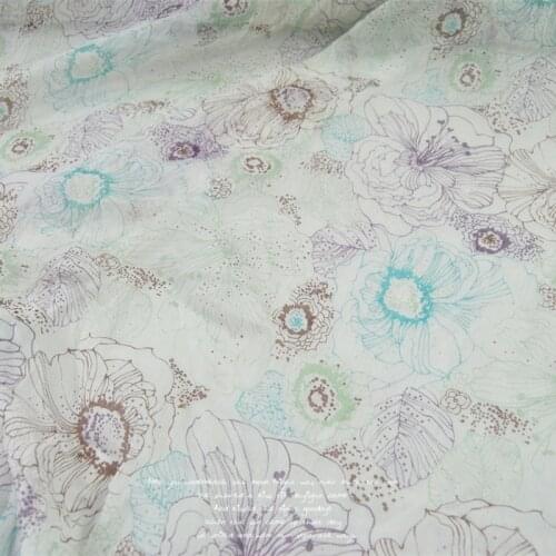 Silk Georgette Chiffon Fabric Dress White Refreshing Flower Lightweight Skirt Shirt DIY Patchwork Tissue