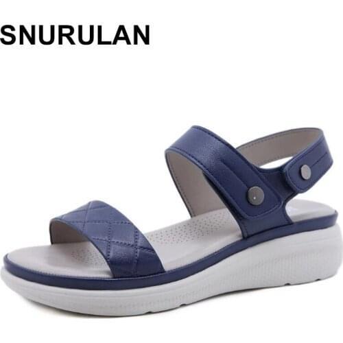 SNURULAN 2021Summer shoes women retro womens beach sandals round head slope comfortable lightweight sandals womens casual sho