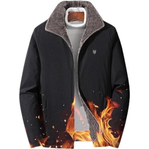 Thicken Fleece Parka Jacets Men Fur Collar Zip Up Winter Cold Coats Male Cotton Padded Windbreakers Plus Size 5XL Warm Clothes