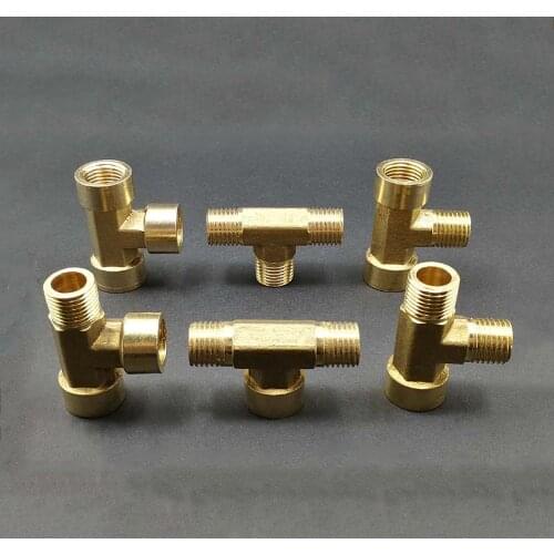 All Types 1/8" 1/4" 3/8" BSP Female Male Tee 3 Ways Splitter Brass Pipe Fitting Water Gas Oil DN6/8/10 Home Garden
