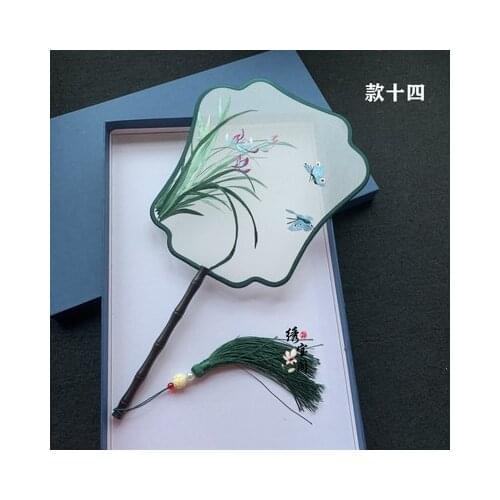 Embroidered Fan Sandalwood Double-sided Embroidered Han Costume Hand Japanese Silk Chinese Fan Vintage Abanico De Mano