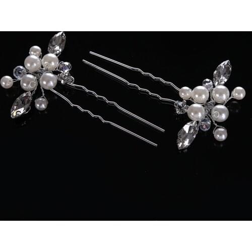 3PCS Rhinestone Hairpin Women Bride Hair Stick Accessories Handmade Imitation Pearl Princess Hairpin Wedding Headdress