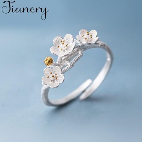 Hot Sale New Charming Plum Flower Finger Rings For Women Female Big Large Retro Vintage Rings Gothic Jewelry 2021