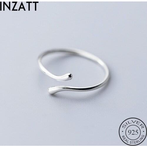 INZATT Real 925% Sterling Silver Geometric Adjustable Ring For Fashion Women Party Minimalist Fine Jewelry Punk Accessories Gift