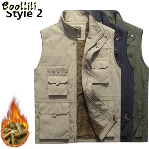 Winter Thicken Fleece Waterproof Vest Mens Multi Pockets Autumn Waistcoat Photographer Reporter Sleeveless Jacket Plus Size 5XL