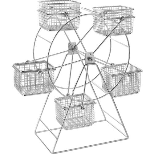 1Pcs Food Rack+5 Cup Stainless Steel Ferris Wheel Food Rack Snack Rack Vintage Frame Party Rotatable Pastry Cupcake