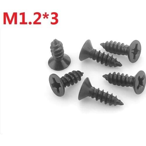 2000PCS M1.2*3 Hard BK flat head Phillips Cross Countersunk Head Self tapping Electronic Screw