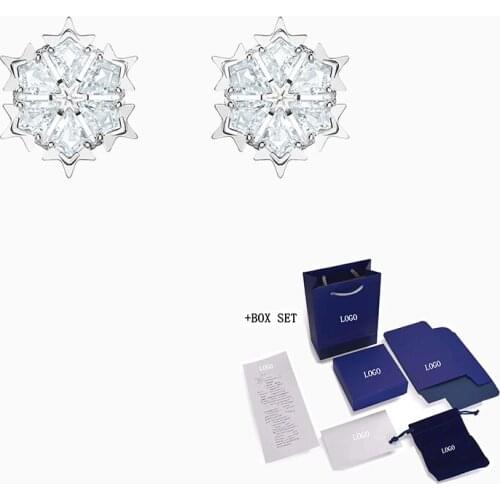 2020Fashion Jewelry SWA New MAGIC Pierced Earrings Exquisite Snowflake Pattern Decoration Crystal Female Jewelry Romantic Gift