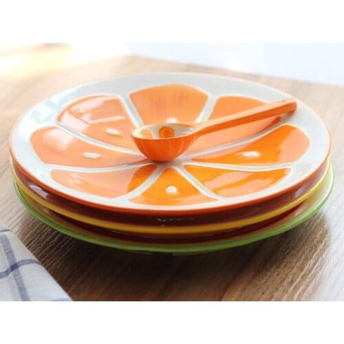 2021 Fruit Ceramic Creative Childrens Main Course Hand-painted Watermelon Pineapple 8-inch Plate Tableware