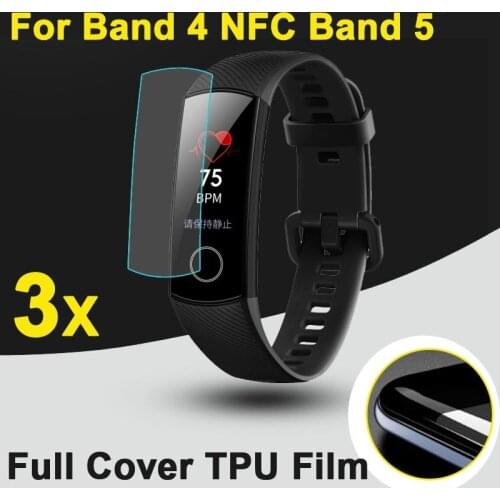 3pcs/lot TPU Soft Anti-scratch Guard Cover For Huawei Honor Band 4 NFC Band 5 GPS sports SmartWatch Full Screen Protectors film