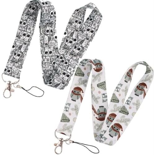 30pcs Cartoon Cute Owl Neck Strap Lanyards ID badge card holder keychain Mobile Phone Strap Gift Ribbon webbing necklace