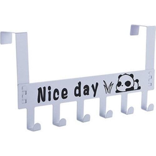 6 Hooks Wall Hook Detachable Home Storage Hanger Hat Clothes Bag Holder Carbon Steel Punch-free Organizer Black White Door Rack