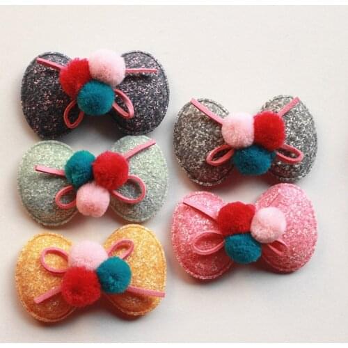 6pcs/lot Felt Hair Kids Hair Wear Bow Hair Clips Cute Wool Roll Pink Ball Bowknot Felt Hairpins High Quality Winter Kids Hairpin