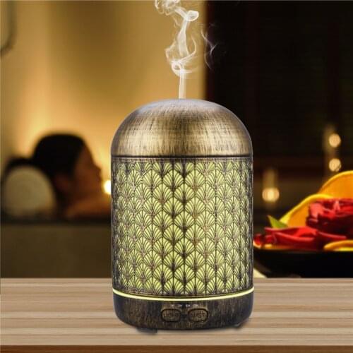 Essential Oil Aroma Diffuser Humidifier Ultrasonic Quiet Metal Aromatherapy Night Light Home Office Yoga Waterless Auto Shut Off