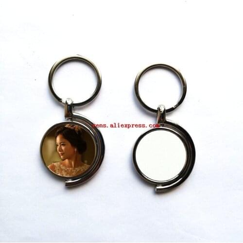 New style sublimation metal keychains rotate key ring hot transfer printing blank consumable print two sides 20pieces/lot