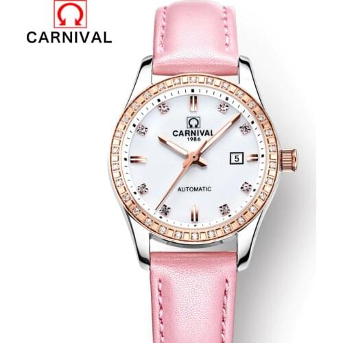 Reloj Mujer CARNIVAL Fashion Women Watches Ladies Luxury Brand Waterproof Luminous Casual Dress Automatic Mechanical Wristwatch