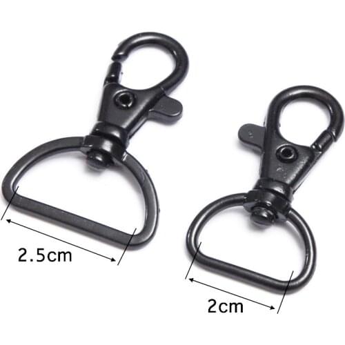 Black Metal Key Hook DIY Leathercraft Clasp D Rings Accessories 2cm/2.5cm