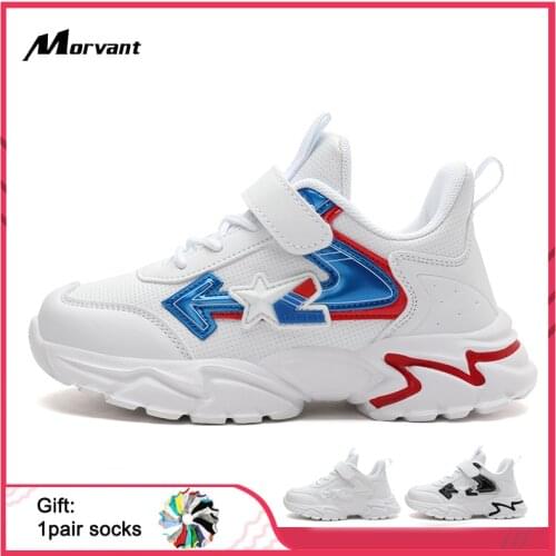 Kids Sneakers Lightweight Breathable Childrens Casual Shoes Cushioning Soft Sole Kids Shoes Leather Mesh Boys Girls Footwear