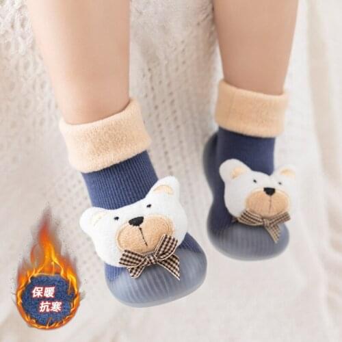 Baby Sock Shoes for Winter Thick Cotton Animal Styles Cute Baby Floor Shoes Anti-slip First Walkers 0-3 Years