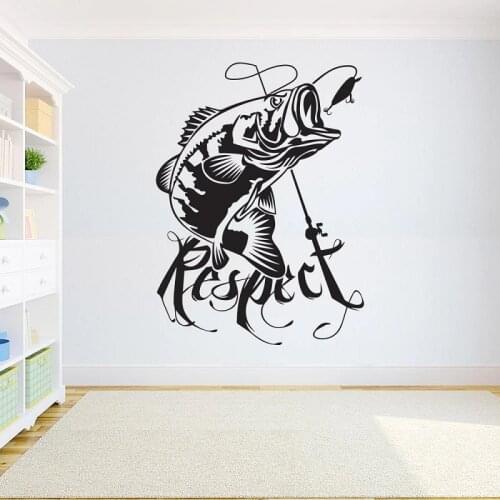Home Decor Vinyl Sticker Fishing Wall Decal Kids Room Bass Fish Sticker Fishing Decal Interior Wallpaper P592