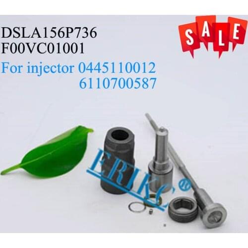 ERIKC 0445110012 diesel fuel injector overhaul repair kits nozzle DSLA156P736 valve F00VC01001 for Mercedes 408CDI 6110700587