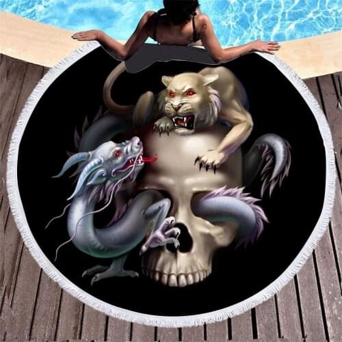 European and American Skull Print Microfiber Bath Towel Quick Dry Absorbent Swimming Beach Surfing Ultralight Bath Towels