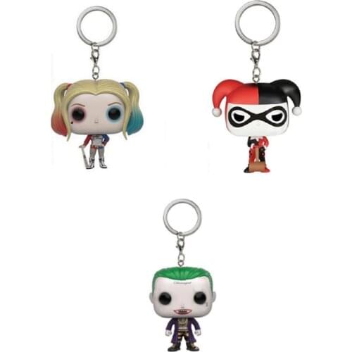 Funko DC Comics Suicide Squad Harley Quinn The Joker Pocket Pop Keychain Accessories Mini figures model toy gifts Collection