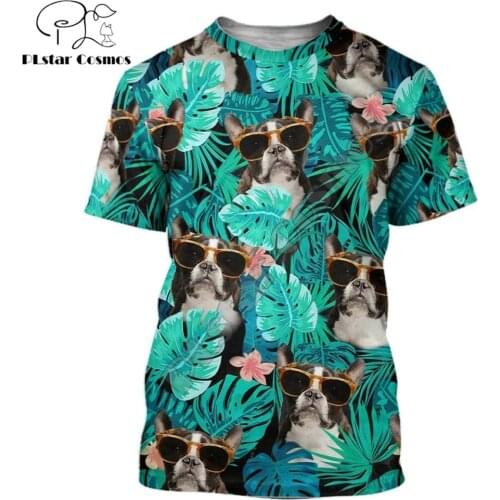 Summer Men t shirt 3D French Bulldog Tropical Hawaii Print T-Shirts Harajuku Casual short Sleeve Tee shirts Unisex Cool t-shirt