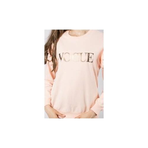 Kolları Fırfırlı Baskılı Sweatshirt-Somon