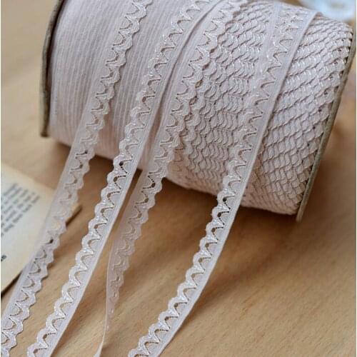 5 Meters 13mm Width Embroidered Polyester Half Moon Shape Apricot Lace Ribbon Thin Lace Trim For Patchwork Bow Accessories