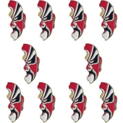10pcs Fashion Vintage Handsome Mask Brooch Enamel Pins Chinese-Style Drama Mask Brooch Lapel Pin Jewelry Accessories