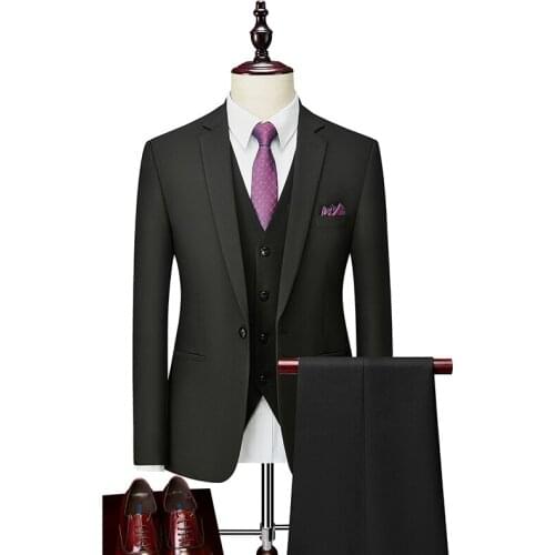 2021 Men Suits Slim Business Formal Casual Classic Suit Grooms wedding suit Party Prom Single Breasted Color Black