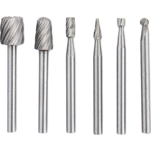 6pcs/set Mini Drill Bit Set Cutting Tool Rotary Tool Cutter Knife Wood Carving CNC Engraving Tool Kit Accessories Milling Cutter