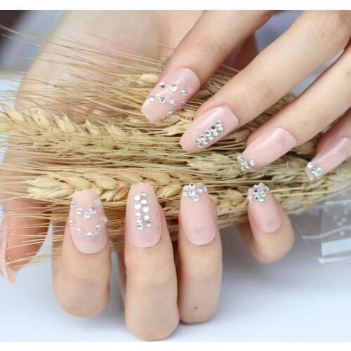 The latest fake nails full nail ballerina 24 designs full of crystal diamonds Transparent drill W38