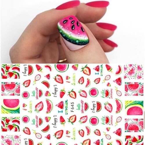 2020 New Fruit 3D Nail Adhesive Peach Strawberry watermelon Cherry Lemon Avocado Sticker For Nail Art Decal DIY Nail Art Decor